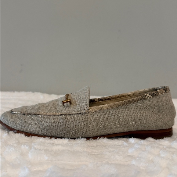 SAM EDELMAN Lior Bit Loafer Women’s Flats Size 7.5 Tan Linen Metallic - Picture 7 of 15